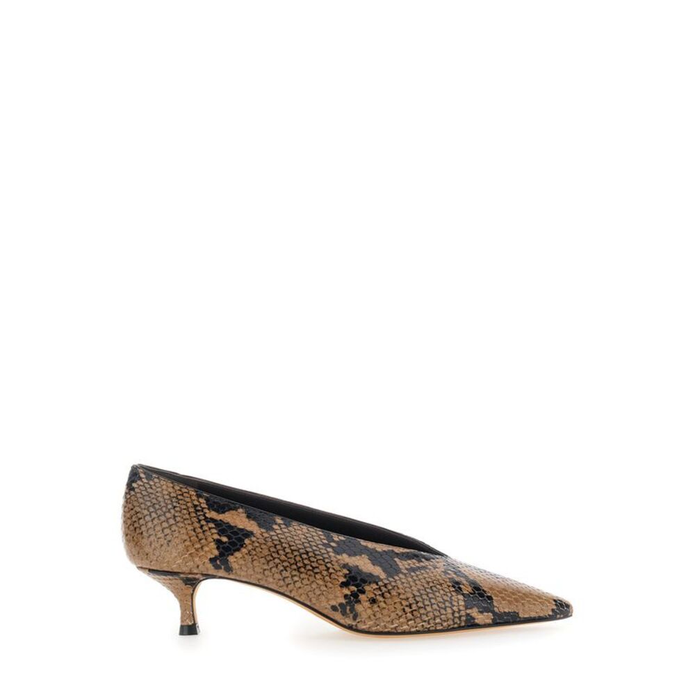 Le Monde Beryl Women Beige Pumps With Python Print In Leather For Women